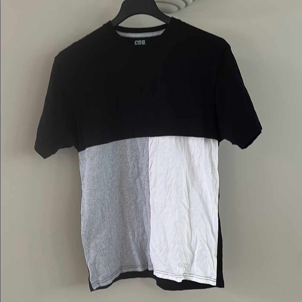 CSG Men's Black and White Colorblock T-Shirt